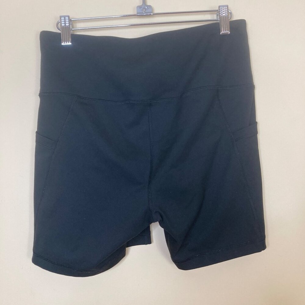 Yogalicious Lux Biker Shorts Large Black Side Pockets Workout Yoga - Picture 2 of 5